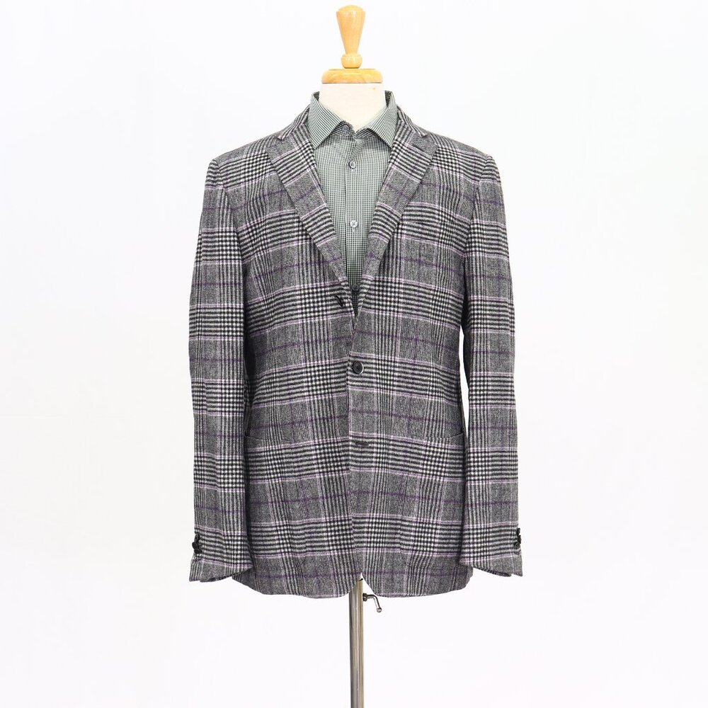 Caruso 46R Gray Check 3-Button Sport Coat Blazer Jacket T144
